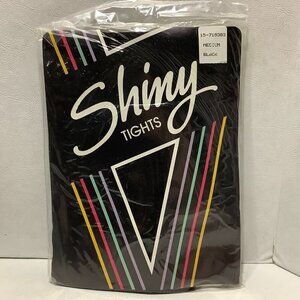 New Vintage Shiny Tights with Lycra Size Medium Black Made USA Pantyhose